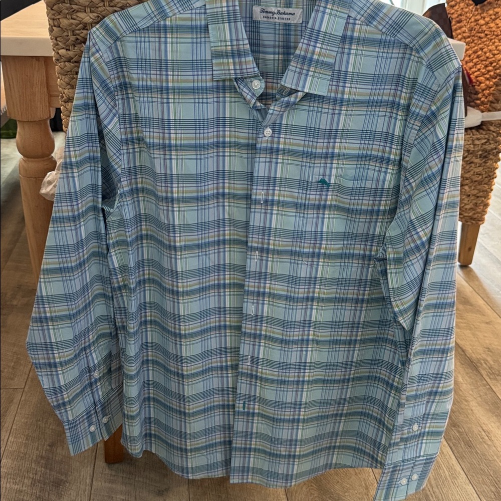Tommy Bahama Green and Blue Checkered Shirt